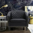 thumbnail image 4 of Villeston PU Leather Barrel Club Chair with Nailheads Armchair for Living Room, Bedroom, Waiting Room - Black, 4 of 6