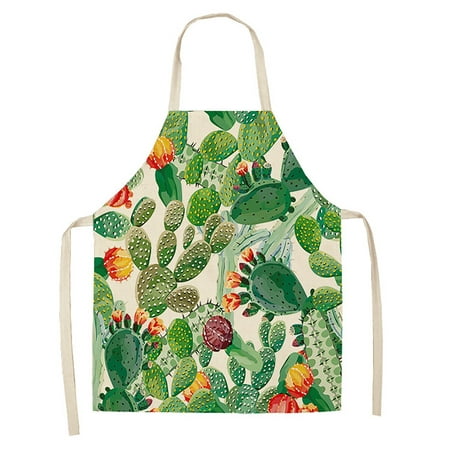 

wendunide kitchen gadgets Small Fresh Cactus Printed Apron Green Printed Apron Home Cleaning Parent Child Apron Waterproof And Oil Proof Coverall D