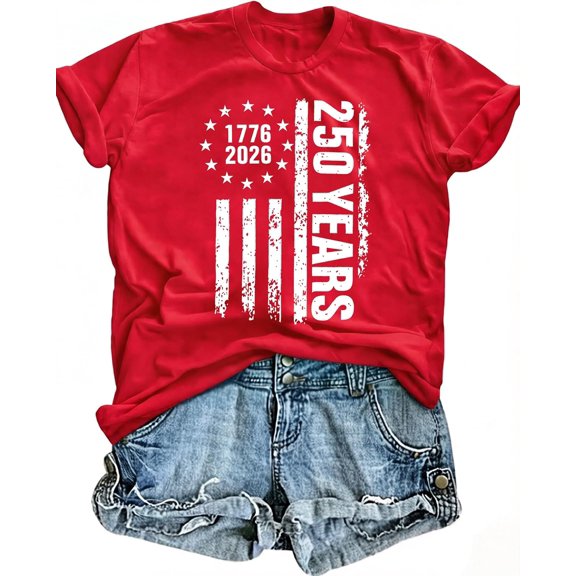 250th Anniversary USA Shirt 4th of July T-Shirt American Flag 1776-2026 Short Sleeve