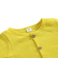 thumbnail image 4 of 2Pcs Baby Girls Outfit Solid Color Single-breasted Long Sleeve Romper with Pocket Headband Fall Outfits Set, 4 of 6