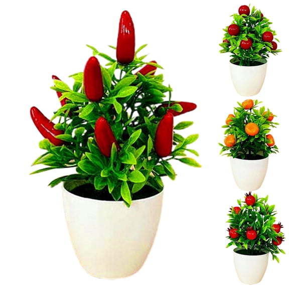 SPRING PARK Artificial Fruit Tree Bonsai with Plastic Pot, Potted Plants for Home Table Desk Office Bathroom Decor