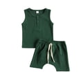 thumbnail image 1 of Kmbangi Baby Tank + Shorts, Elastic Waist with Pockets, Button Decoration, 1 of 9