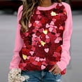 thumbnail image 2 of VALMASS Chandails en Molleton Col Rond pour Femmes Saint-Valentin Imprimé Floral Manches Longues Mode Décontractée Blouses Sans Capuche (S, Rose-G), 2 of 3