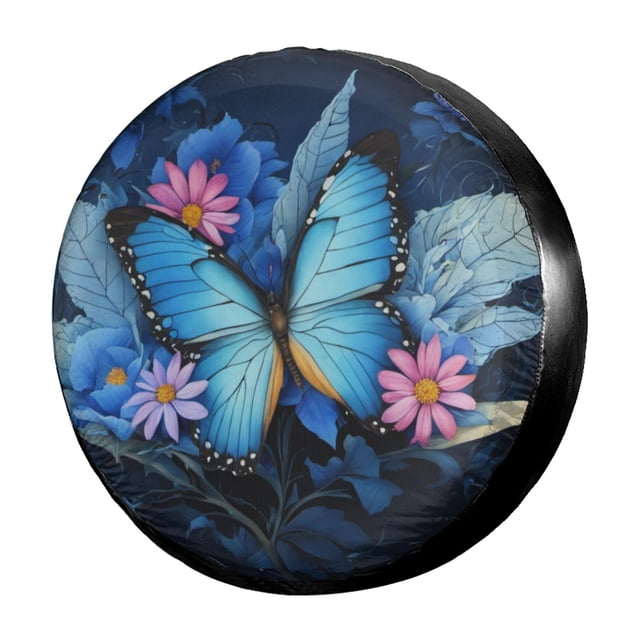Dujiea - Funda Universal Para Neumáticos De Repuesto Con Diseño De Flores De Mariposas, Color Azul