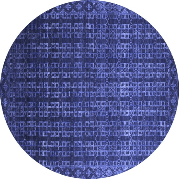 Ahgly Company Indoor Round Abstract Blue Contemporary Area Rugs, 6' Round