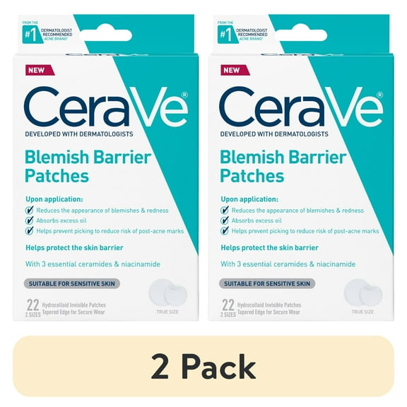 (2 pack) CeraVe Hydrocolloid Pimple Patches, Oil Absorbing Blemish Patch Blends Into All Skin Tones