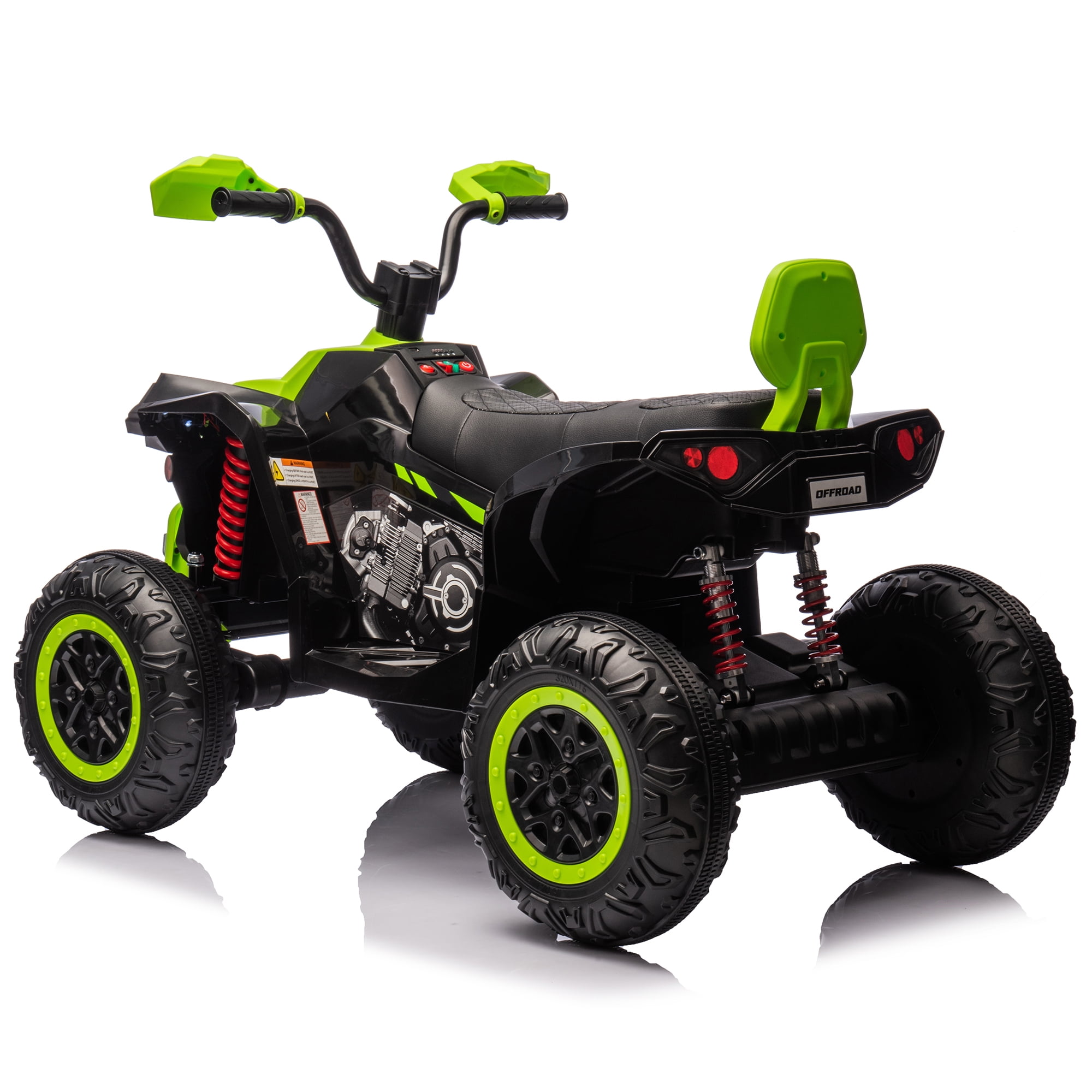Joyracer 12V Kids Ride On ATV, 2* 45W Motor 4.5AH Battery Powered Electric Vehicle w/ LED Lights, High & Low Speed,Music, Spring Suspension, Ride on Car 4 Wheeler Quad for Boys & Girls,Green