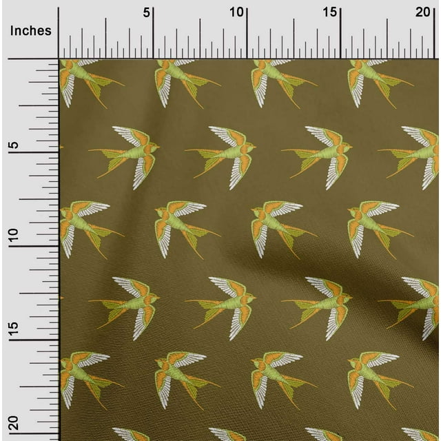 oneOone Polyester Lycra Fabric Swallow Bird Embroidery Printed Fabric 1 Yard 56 Inch Wide