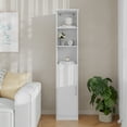 thumbnail image 4 of Flash Furniture Freestanding Linen Tower Storage Cabinet with Magnetic Close Door, In-Cabinet Adjustable Shelf, and 3 Upper Open Shelves in White, 4 of 13