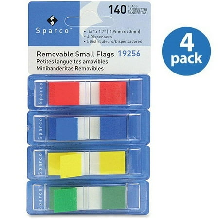 (4 pack) (4 Pack) Sparco, SPR19256, Pop-up Removable Small Flags, 140 / Pack, Assorted