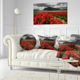 thumbnail image 3 of Designart Rows of Bright Ruby Red Tulips - Landscape Printed Throw Pillow - 12x20, 3 of 5
