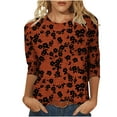 thumbnail image 1 of Camiseta de Cuello Redondo Impresa Casual para Mujeres con Mangas 3/4, Camiseta de Moda Casual de Longitud Media, 1 of 4