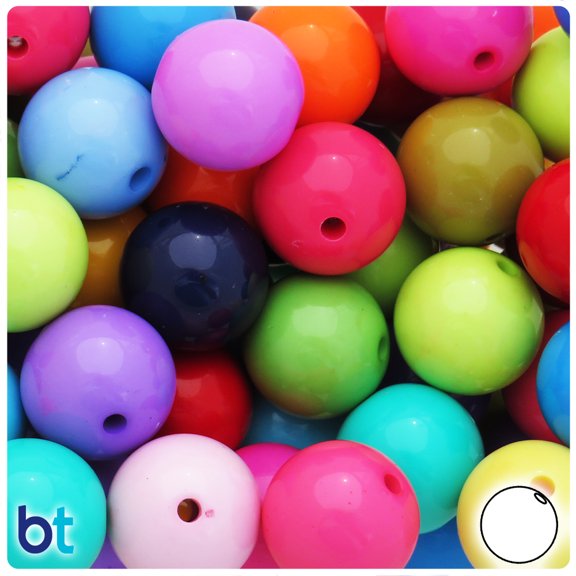 BeadTin Mixed Opaque 20mm Round Plastic Beads (75pcs)