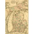 thumbnail image 2 of Vintage Maps 11x14 Black Ornate Wood Framed with Double Matting Museum Art Print Titled - Railroads of Michigan 1874, 2 of 4