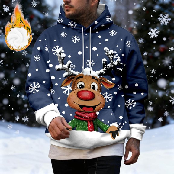 Winter Graphic Hooded Sweatshirt For Holiday Season Comfort And Style