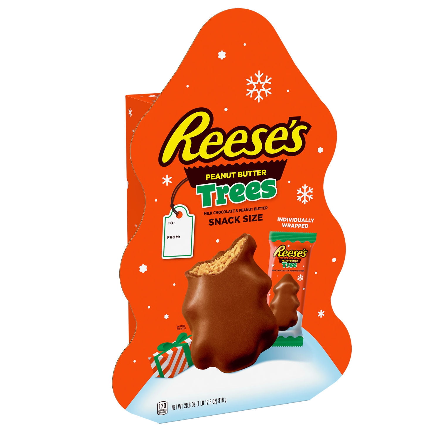 REESE'S, Milk Chocolate Peanut Butter Trees Christmas Candy, 28.8 oz, Gift Box