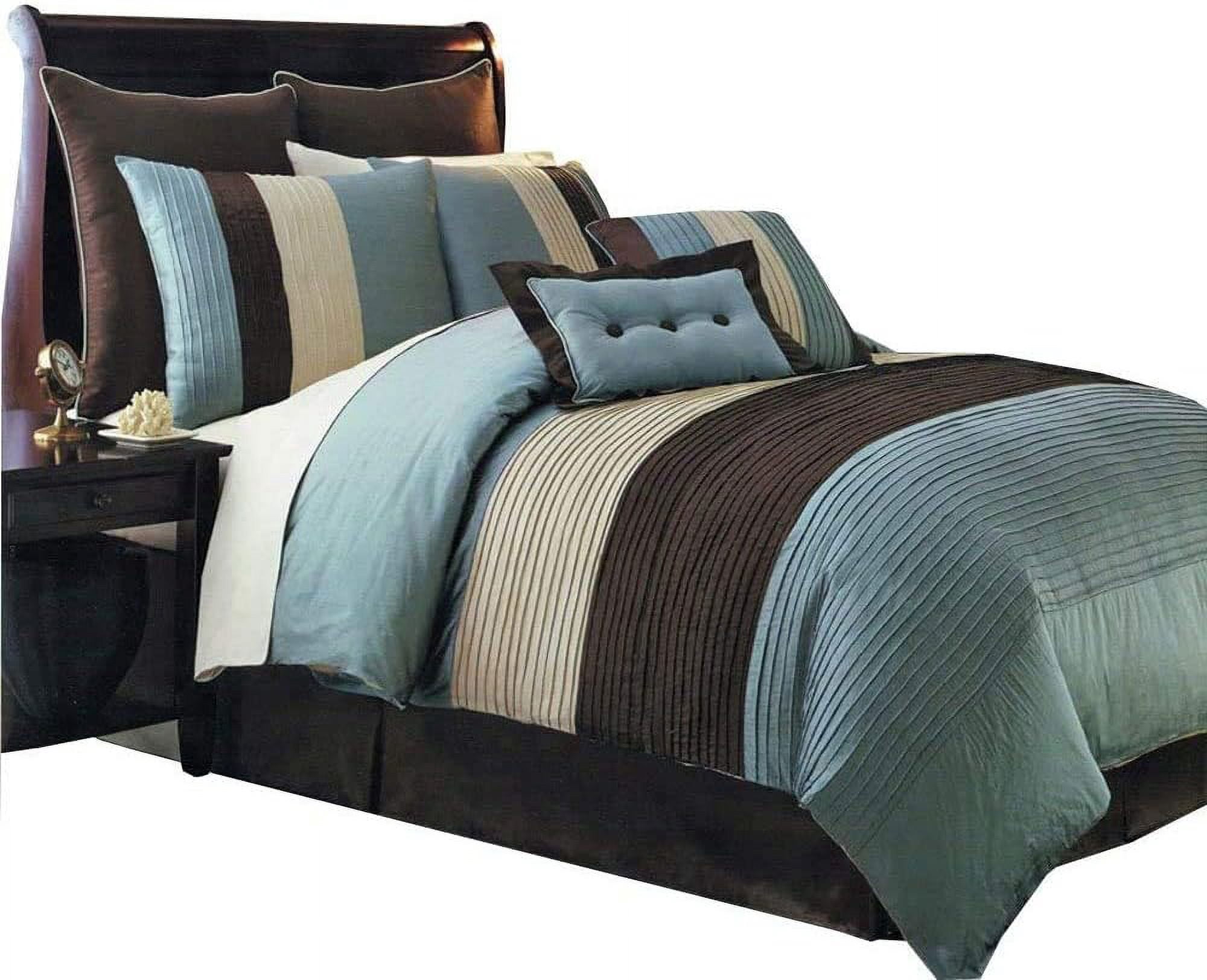 sheetsnthings Aqua Blue Hudson Luxury 8-Piece, Olympic Queen Size Comforter Set