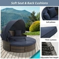thumbnail image 5 of HOMEFUN Outdoor Daybed with Canopy, Sectional Patio Round Bed with Adjustable Table, Wicker Rattan Sofa Set with Retractable Canopy, Outdoor Sunbed for Backyard Porch Pool-Beige, 5 of 8