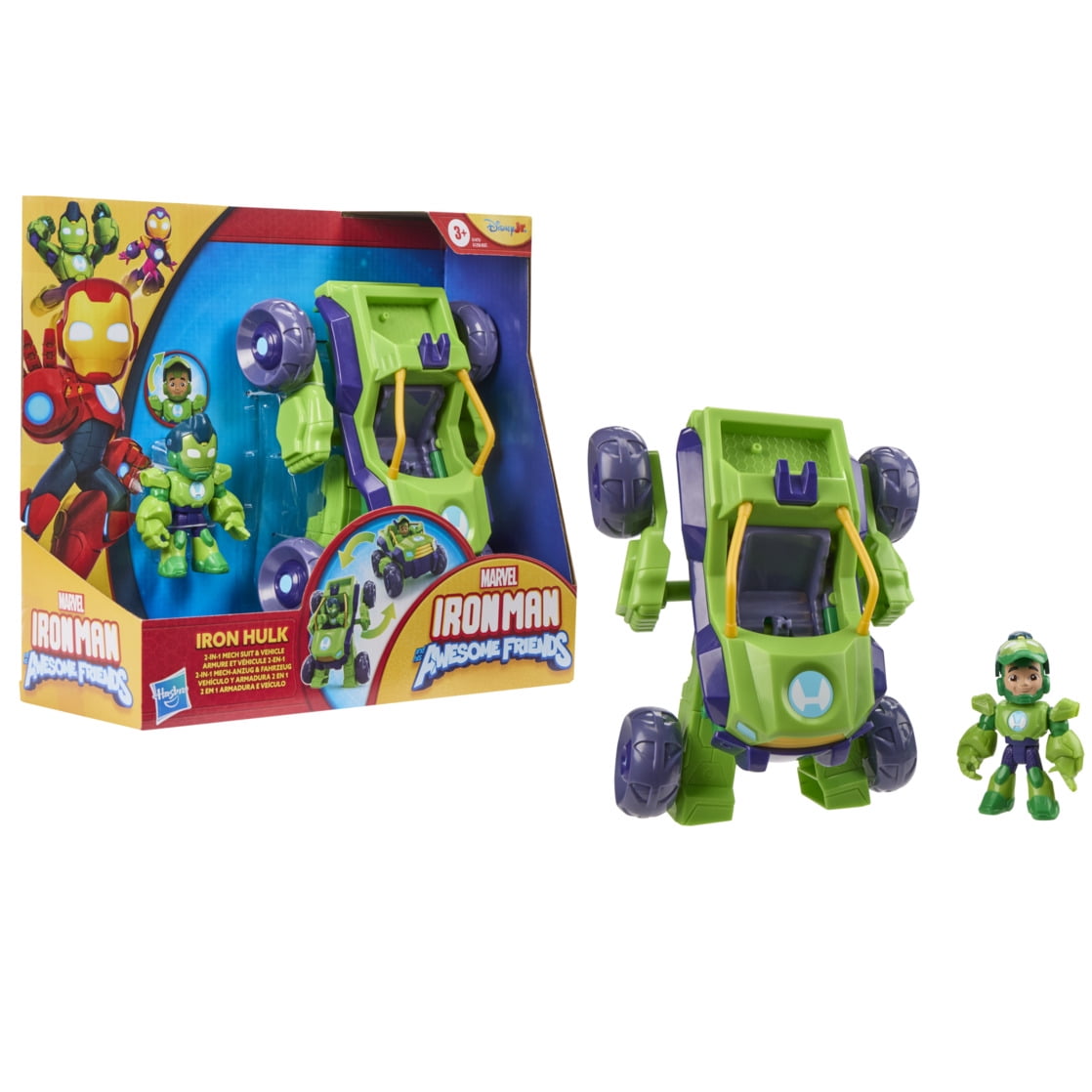 Marvel Iron Man and his Awesome Friends Iron Hulk 2-In-1 Mech Suit & Vehicle Set for Kids Ages 3 and up
