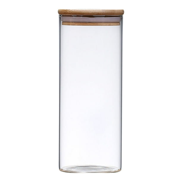 Frasco de Vidrio Con Tapa de Bambú Sunnimix Lata Sellada 10x25cm 1800ml