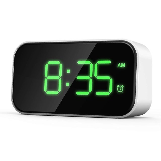 Digital Alarm Clock For Bedrooms, Bedside Clock With 6 Levels Of Brightness, Snooze (white Appearan
