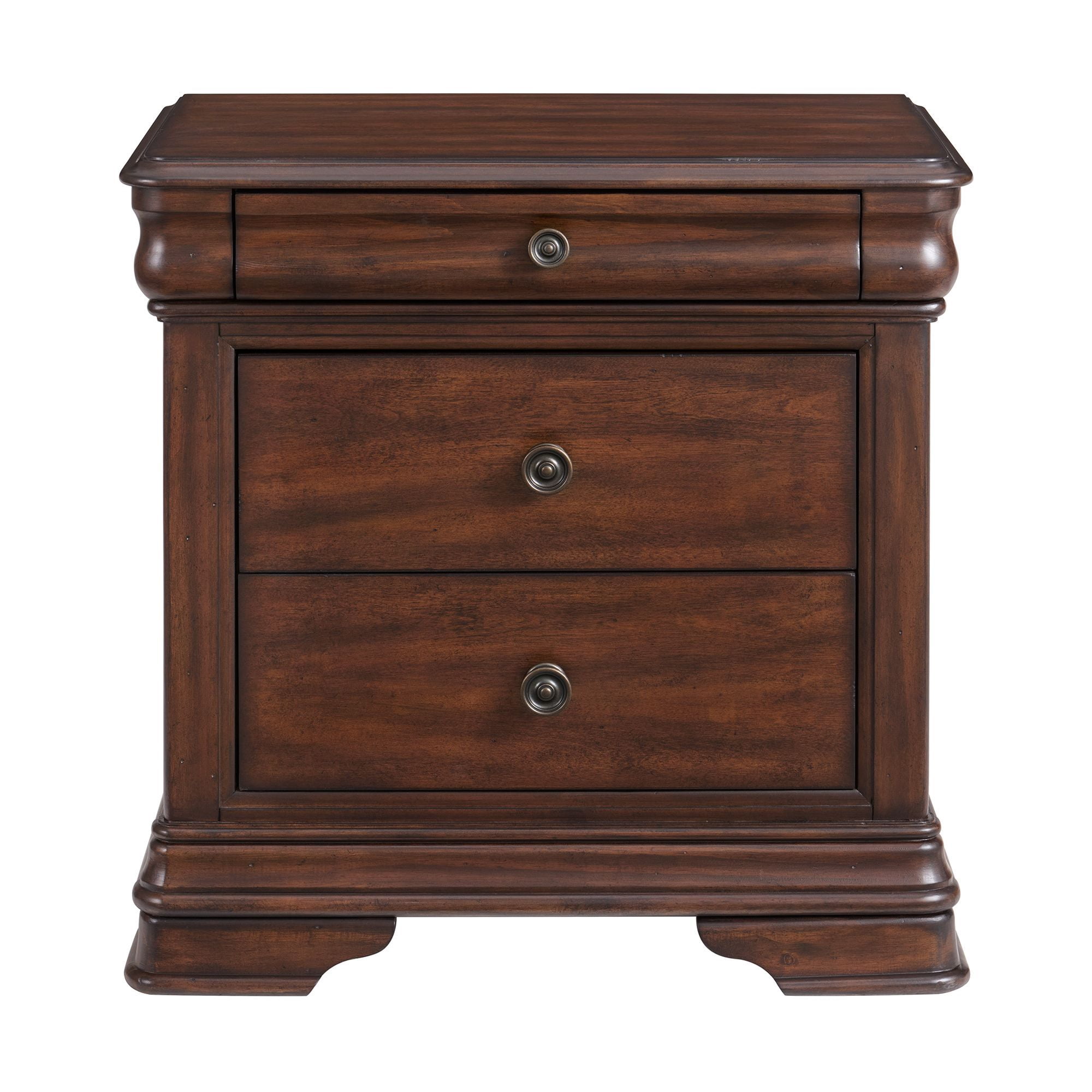 Picket House Furnishings Stark 3-Drawer Nightstand With USB in Cherry