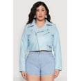 thumbnail image 2 of Womens Plus Size Daisy Faux Leather Cropped Moto Jacket, 2 of 5