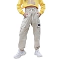thumbnail image 2 of XQYLOS Girls Cargo Jogger Pants Elastic Waist Multi-Pocket Casual Trousers Cotton Loose Fit Streetwear Work Outfits, 2 of 9