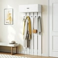 thumbnail image 4 of Costway Wall Mounted Entryway Wall Coat Rack with 5 Double Hooks & 2-Door Cabinet Hallway White, 4 of 10