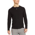 thumbnail image 1 of Kenneth Cole Mens Waffle Henley Sweater, Black, Small, 1 of 1