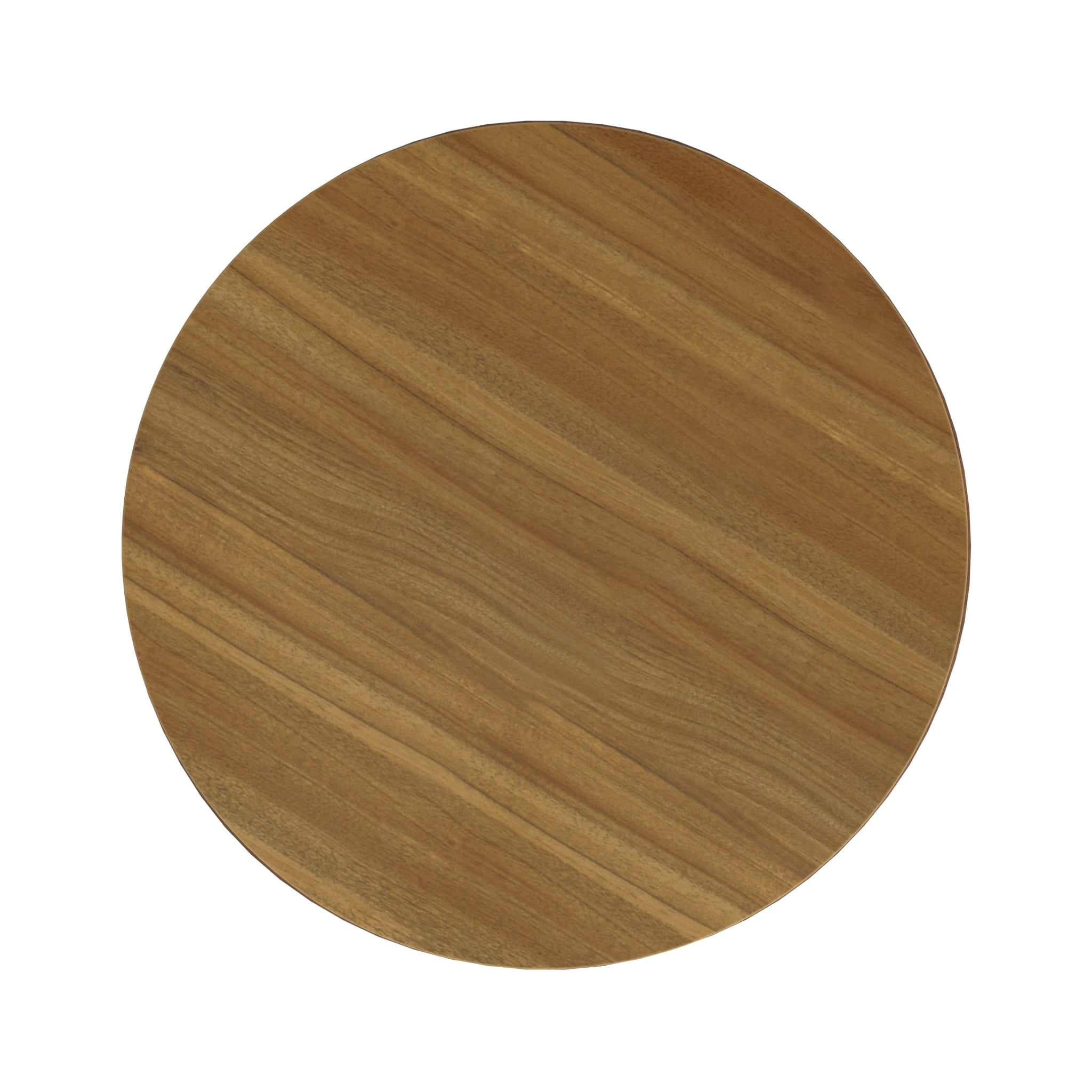 HomePop Large Modern Round Storage Ottoman with Wood Lift-Top Lid, Brown Faux Leather/Honey Oak