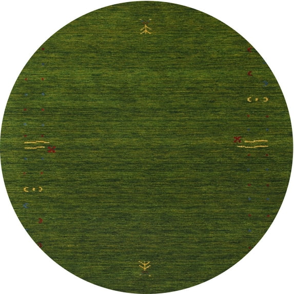 Ahgly Company Indoor Round Contemporary Dark Forest Green Abstract Area Rugs, 3' Round