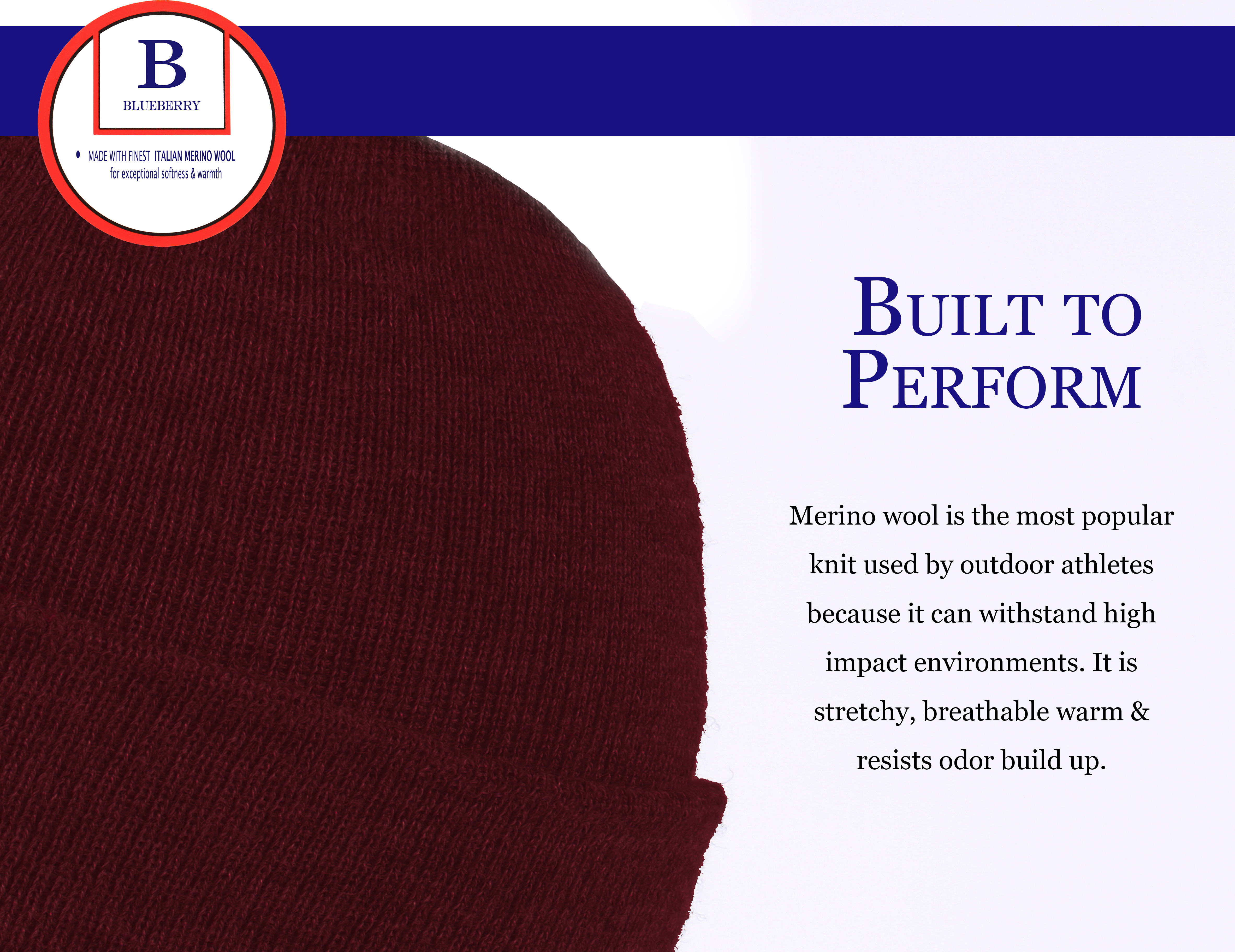 Blueberry Uniforms Burgundy Merino Wool Beanie Hat -Soft Winter and Activewear Watch Cap - image 3 of 6