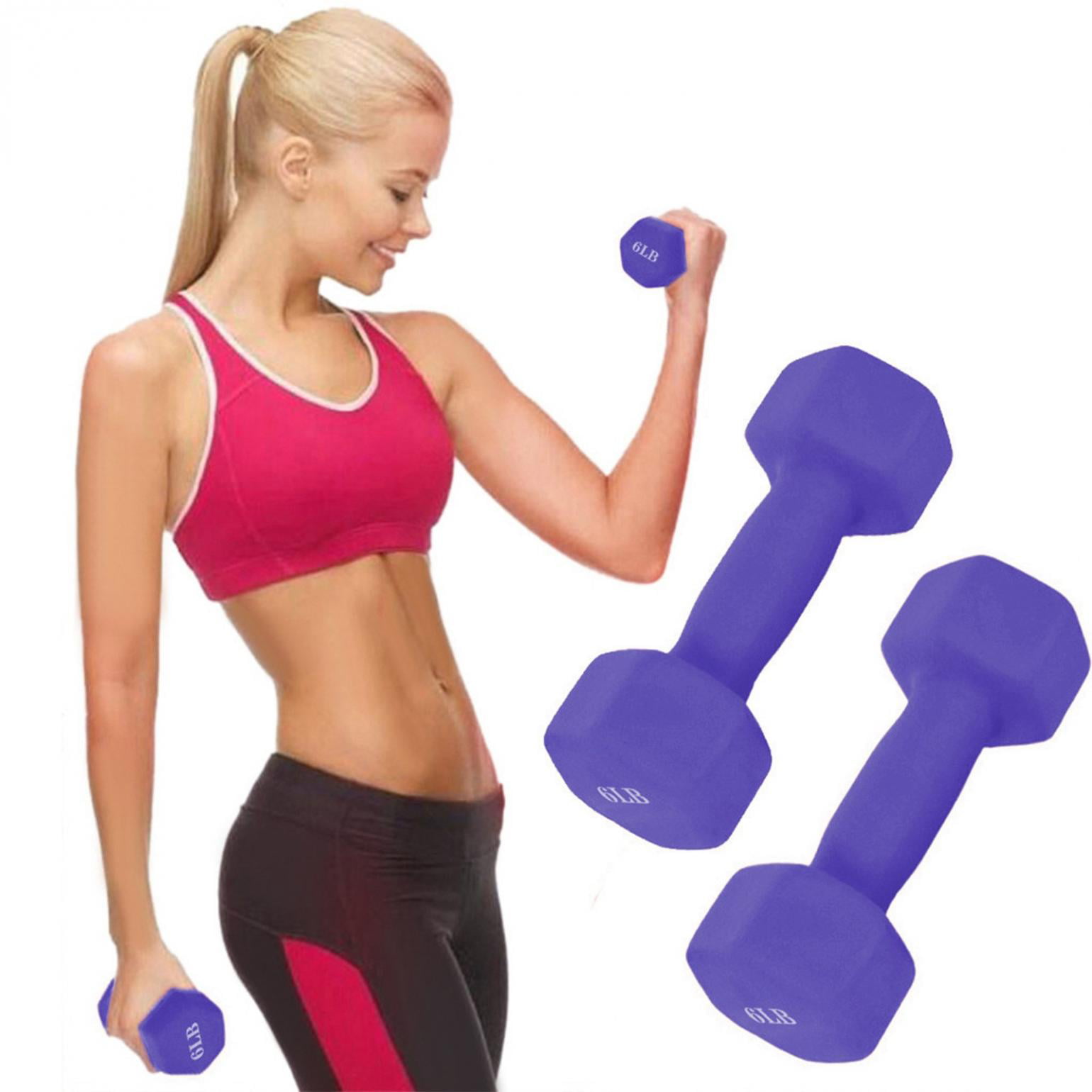Women Dumbells Cast Iron Rubber Hand Hold Dumbbells Pair Set Gym Weights Workout 