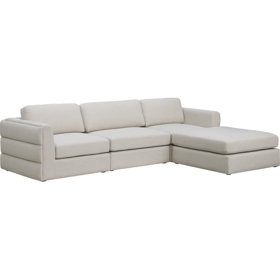 Meridian Furniture Beckham Beige Durable Linen Textured Fabric Modular Sectional