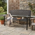 thumbnail image 2 of Resenkos 2-3 Person Patio Garden Bench for Backyard, Lawn, Deck, High Backrest Heavy Duty Metal Outdoor Bench, Black, 2 of 8
