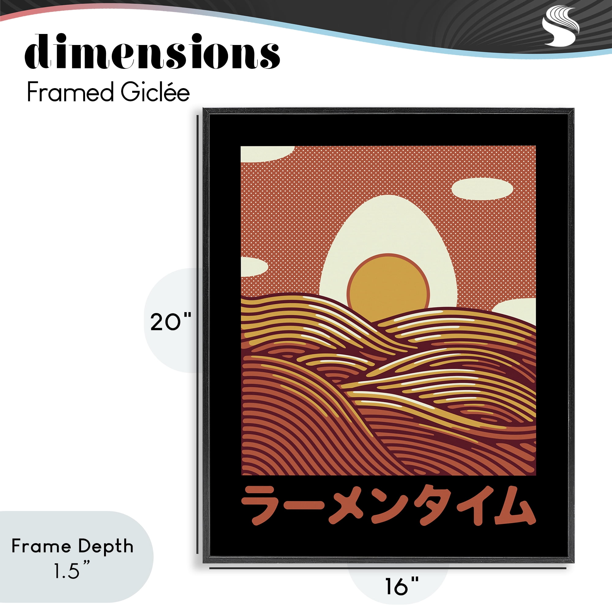 Stupell Industries Minimalist Egg & Ramen Sunset Black Framed Giclee Art, design by Tobe Fonseca