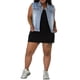 thumbnail image 2 of Chaleco de mezclilla sin mangas con botones para mujer de tallas grandes Agnes Orinda 4X azul cielo, 2 of 8