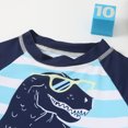 thumbnail image 4 of Kids Swimsuits Boys 5T Boys Girls Swimwear Cartoon Long Sleeve Dinosaur Prints Tops Striped Shorts Pants Swim Beach Bathing Swimsuit 2PCS UPF 50+ Set,9-11 Years, 4 of 5