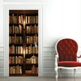 thumbnail image 3 of 2pcs 3D Book Shelf Patterned Wallpaper, Self Adhesive Door Mural, Removable Vinyl Wall Sticker, Wall Art Decal, 3 of 4