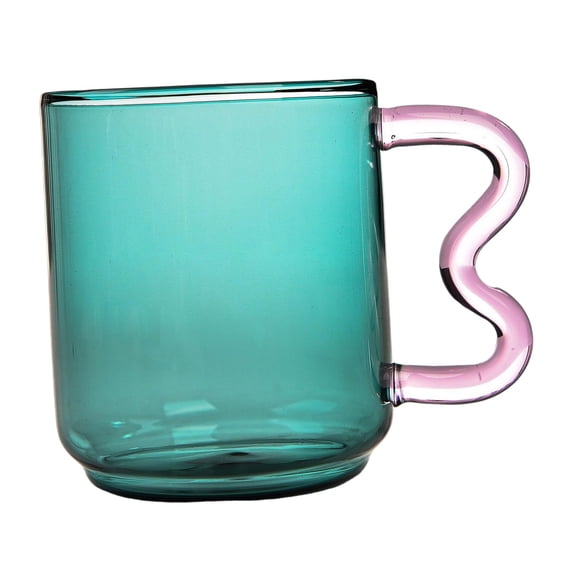 Pitycbo Colorful Glass Mug Breakfast Drink Mug 15oz for Milk Water Office Green