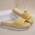 thumbnail image 5 of Espadrilles for Women Open Toe Suede Platform Sandals Comfortable Footbed Slippers Fashion Stitching Summer Casual Slides Yellow Size 7, 5 of 7