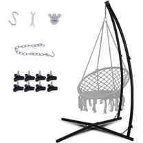 LAZZO C-Type Hammock Chair Stand,Heavy Duty Steel Solid Hammock Rack Stand,Black