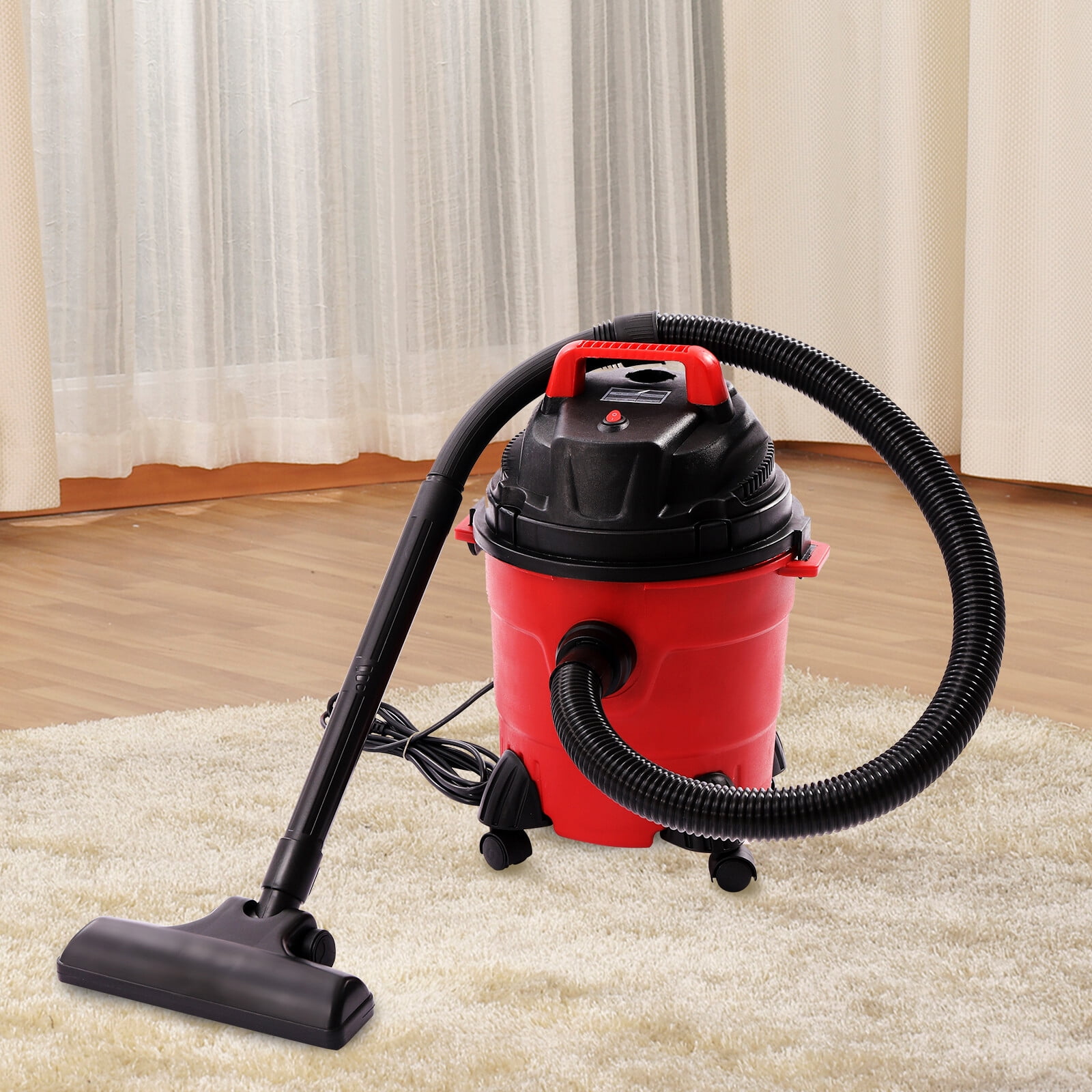 1.34 HP 4 Gal Vacuum Cleaner Wet/Dry Vacuum Cleaner W/ Swiveling Casters 1000W