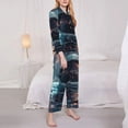 thumbnail image 3 of Pofeuu Astronaut Helmet Reflections Print Womens Pajamas Set Long Sleeve Sleepwear Button Down Nightwear Soft Pj Lounge Sets Button Down Pajamas Women-X-Large, 3 of 7