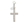 thumbnail image 2 of Delight Jewelry Stainless Steel Jeremiah 31:3 - Everlasting Love Engraved Cross - - Silvertone Clip on Charm with Clear Crystal Drop, 2 of 4