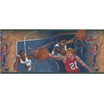 thumbnail image 2 of Basketball Court Players Sports Wallpaper Border Retro Design, Roll 15' x 10.5'', 2 of 3