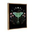 thumbnail image 4 of Stupell Industries Luna Moth with Florals Animals & Insects Painting Brown Floater Framed Canvas Art Print Wall Art, 25 x 31, 4 of 10
