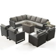 thumbnail image 2 of Unnifurnzi Patio Furniture Set with Fire Pit Table-9 Pieces Outdoor Sectional Furniture with Outdoor Swivel Rocker Patio Chairs Outdoor Patio Furniture Set for Deck Balcony Garden-Brown/Gray, 2 of 7