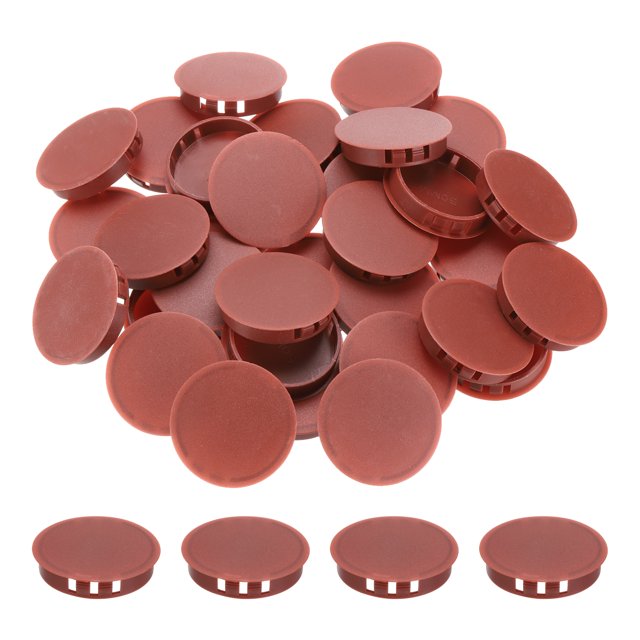 Uxcell 64Pcs 50mm Tapones de agujero redondos de nylon plástico marrón rojizo